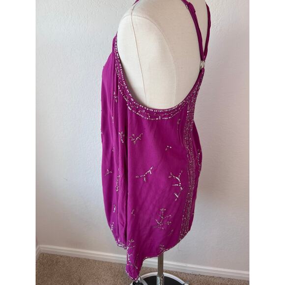Free People Beaded Sequin Tunic Dress Purple size Medium - Picture 8 of 9